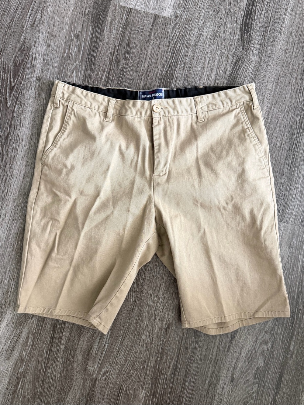 Michael Brandon Tan Flat-Front Men's Shorts
